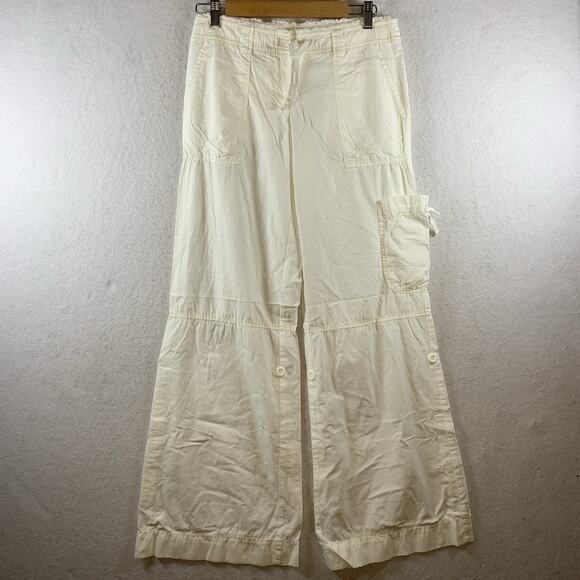 Hei Hei Womens Cotton Convertible Wide Leg Pants Sz 2 White Y2K Beachy Boho New - Picture 1 of 16